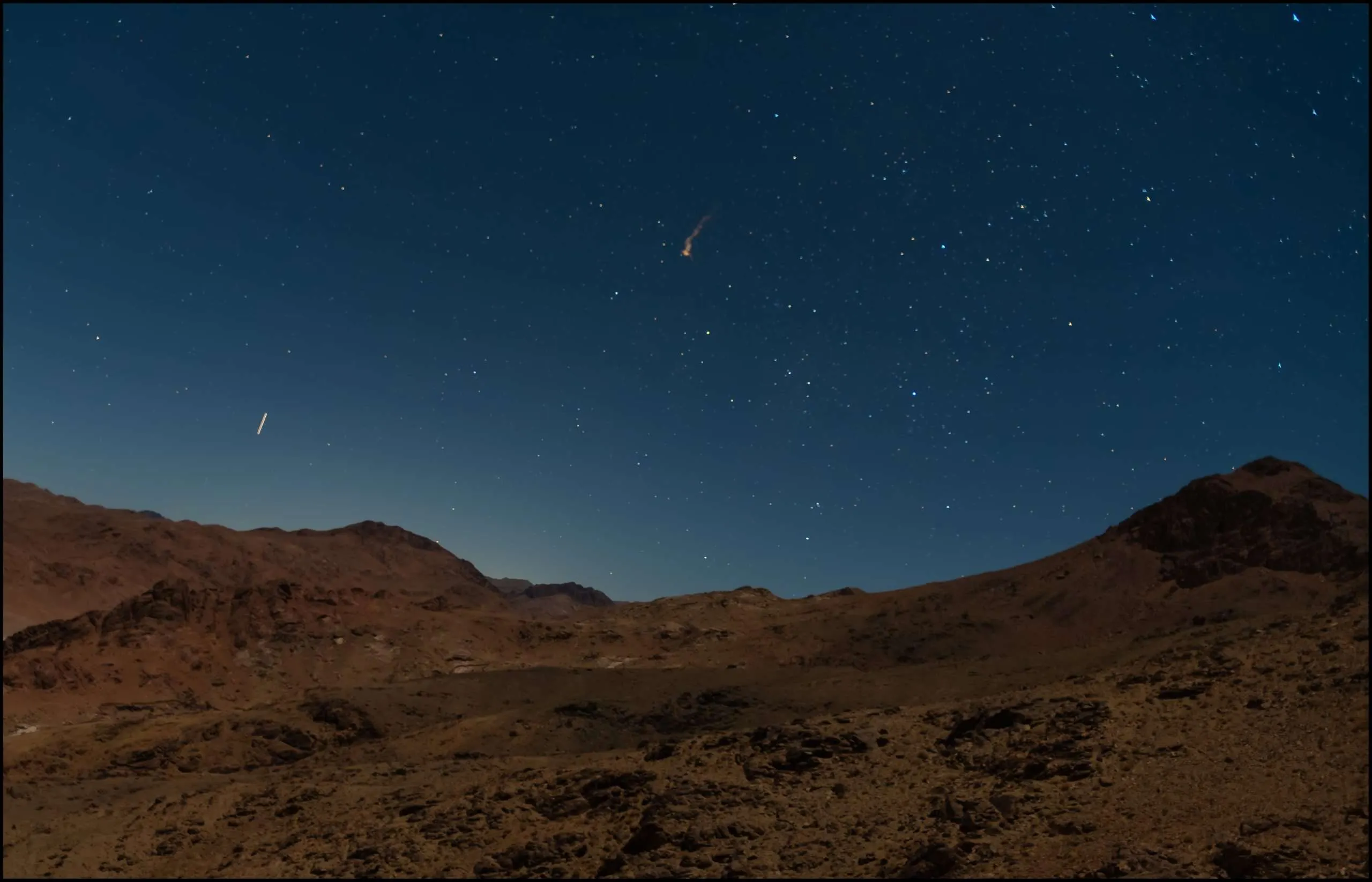 Deserts in the night, hiking up to Mount Sinai, Egypt