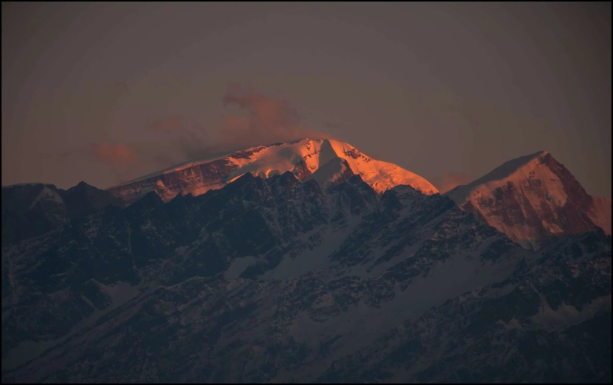 Fire and ice - sunset over Himalayan giants